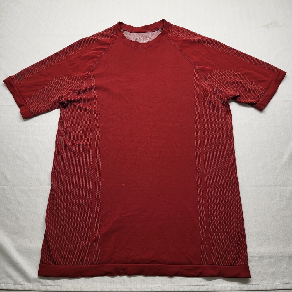 Qor Performance Shirt Mens XL Fitted Red Short Sleeve Stretch Gym Train Sport